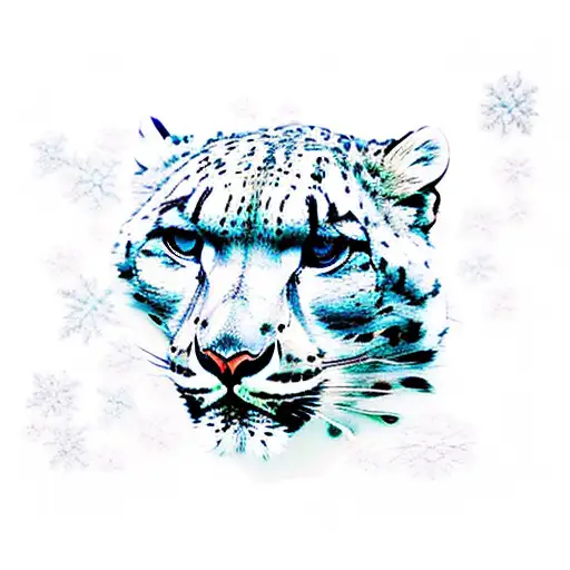 snow leopard with mountain in the background  tattoo design idea