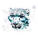 snow leopard with mountain in the background  tattoo design idea