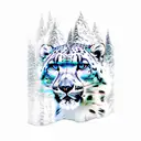 snow leopard with mountain in the background  tattoo design idea