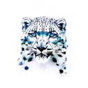 snow leopard with mountain in the background  tattoo design idea