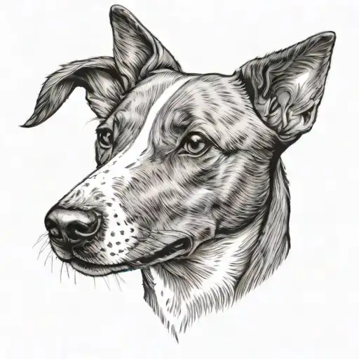 basenji dog face tattoo design idea