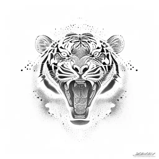 full body dripping hallucinogenic tiger tattoo design idea