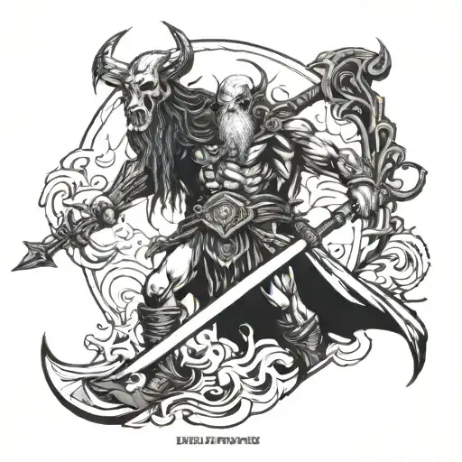erebus god of darkness and scythe  tattoo design idea