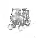 A tuktuk cruising through the busy streets of Thailand tattoo design idea