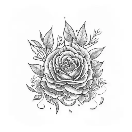 A vibrant and intricate botanical garden with various types of plants intertwined tattoo design idea