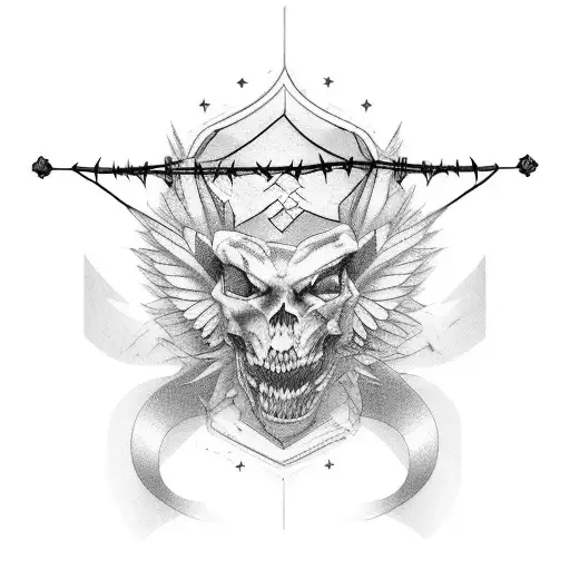 Word "No Vanity" cover in barbed wire tattoo design idea