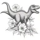 dinosaur and flower tattoo design idea