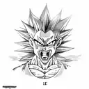A Dragonball Z character with the word 'life' incorporated into the design tattoo design idea