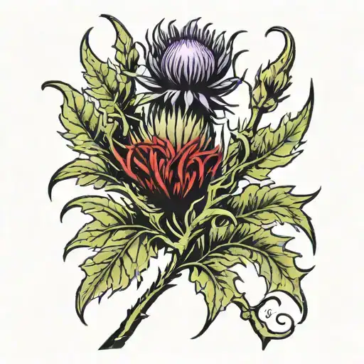 Scottish thistle and flag tattoo design idea