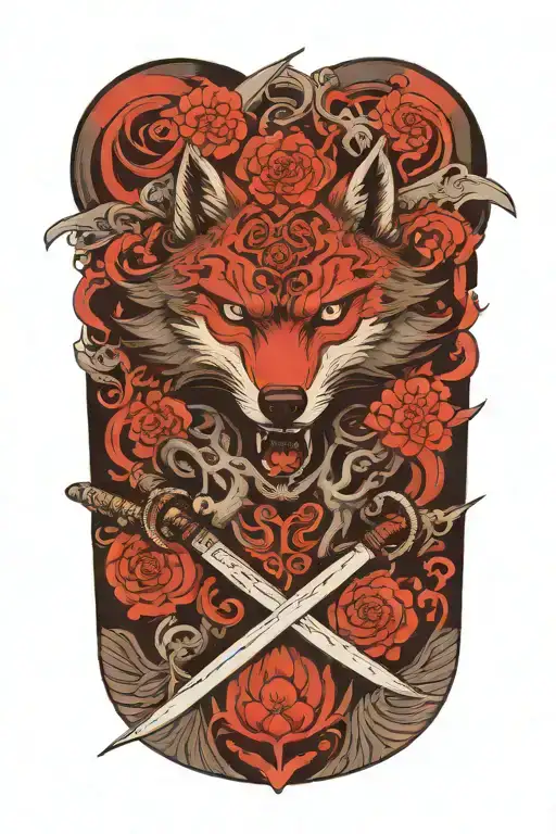 a wolf and sword tattoo design idea