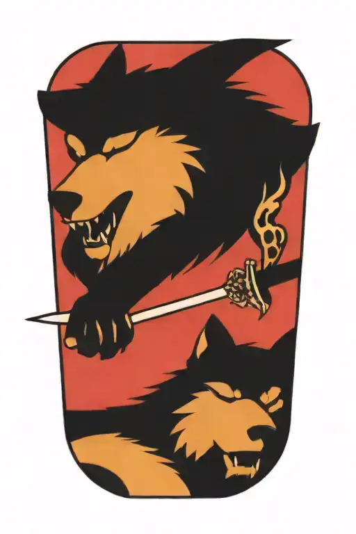 a wolf and sword tattoo design idea