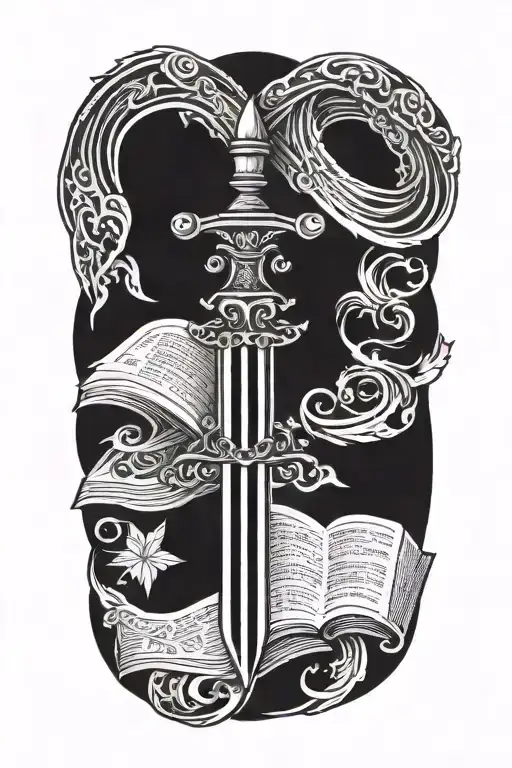 bible turning into a sword tattoo design idea