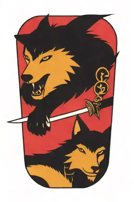 a wolf and sword tattoo design idea