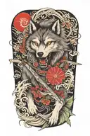 a wolf and sword tattoo design idea