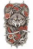 a wolf and sword tattoo design idea