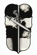 bible morphing into a sword tattoo design idea