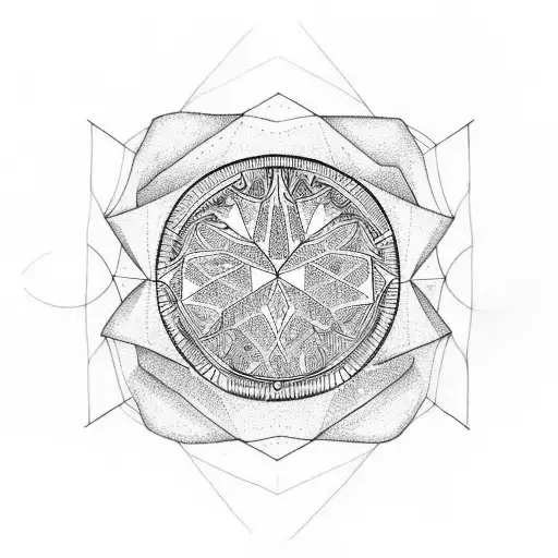 geometric style compared to drawing, Pilar's of creation, root of tree, stars tattoo design idea