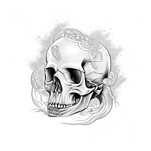 electric whit skull tattoo design idea