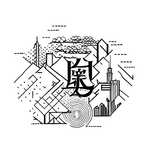 A minimalist tattoo design of the Hong Kong skyline with an artistic touch, reflecting your appreciation for art and the city tattoo design idea