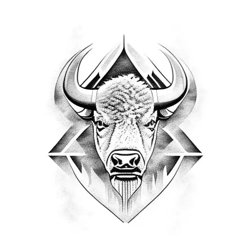 Buffalo with the words "into the storm" tattoo design idea