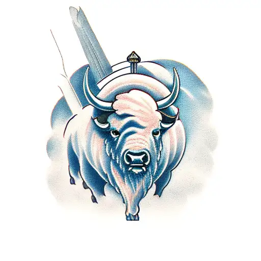 Buffalo with the words "into the storm" tattoo design idea