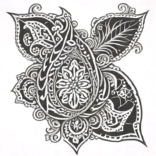 ear vector lace paisley tattoo design idea
