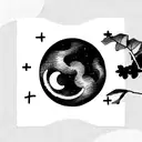 all moon phases with stars and swirls long tattoo design idea