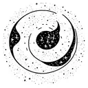 all moon phases with stars and swirls long tattoo design idea