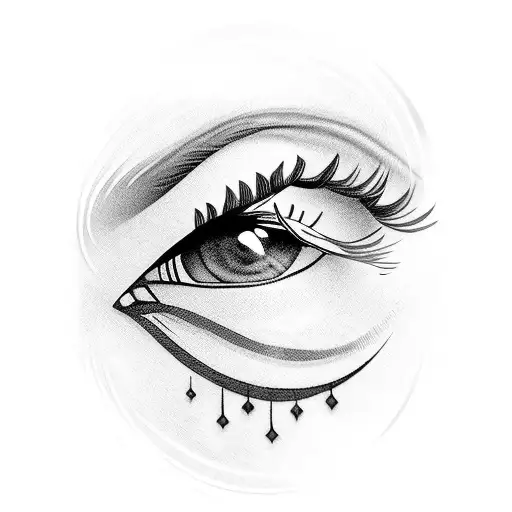 turkish eye with Arabic writing as lashes tattoo design idea