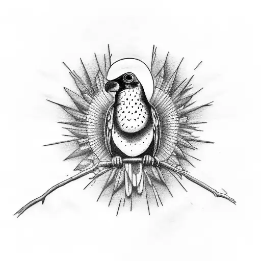 guatemalan bird on a branch  tattoo design idea