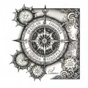 A compass rose with the quote 'Nem ganhar, nem perder mas procurar evoluir' as a reminder to always seek progress tattoo design idea