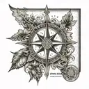 A compass rose with the quote 'Nem ganhar, nem perder mas procurar evoluir' as a reminder to always seek progress tattoo design idea
