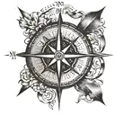A compass rose with the quote 'Nem ganhar, nem perder mas procurar evoluir' as a reminder to always seek progress tattoo design idea