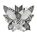 A geometric design incorporating the quote 'Life taught me to never give up Neither win nor lose but seek to evolve' tattoo design idea