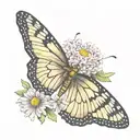 butterfly with half wing mbeing the aster flower and i want the number for incorporaed in it tattoo design idea