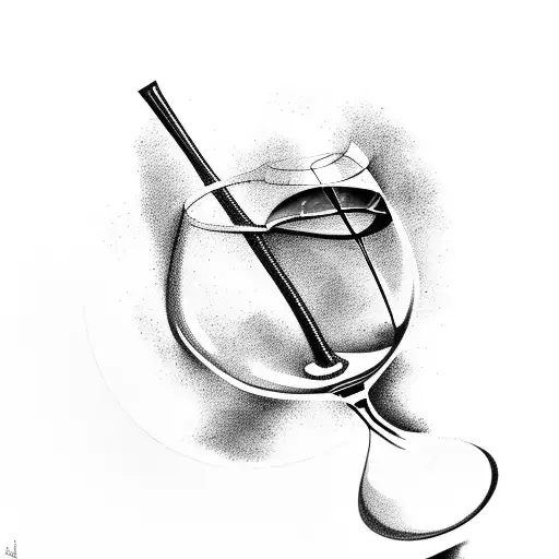 smake with wine glass tattoo design idea