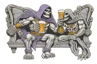 skeletor and mumm ra drinking beer tattoo design idea
