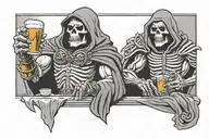 skeletor and mumm ra drinking beer tattoo design idea