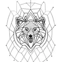 An abstract minimalist tattoo of a wolf howling at the moon, with binary code elements subtly incorporated, reflecting the client's love for wolves and programming tattoo design idea