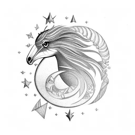 lyrebird feathers, horse, eagles, chariot, stars, moon, sun, bow tattoo design idea