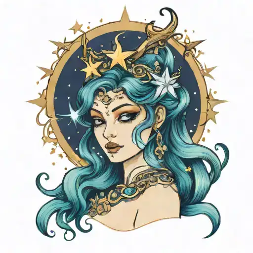pandora the goddess and stars   tattoo design idea