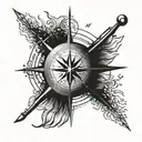 A compass tattoo with the coordinates 12°28'N, symbolizing the client's role as a guiding force for their family tattoo design idea