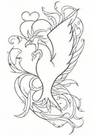 outline of a phoenix with autism puzzle pieces in its inner wings. tattoo design idea