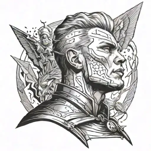 Homelander from the TV series "Boys", his face, his look tattoo design idea
