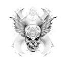 typography angel flip devil tattoo design idea