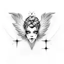 typography angel flip devil tattoo design idea