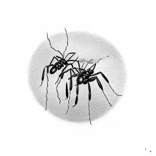 two ants carrying one leaf together tattoo design idea