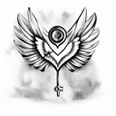 combination of an old key, a heart, a compass, angel wings,  tattoo design idea