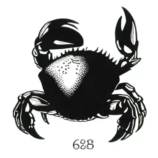 blue crab with Roman numerals for the date 6/28 tattoo design idea