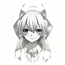 Anime characters in a sketch style tattoo design idea